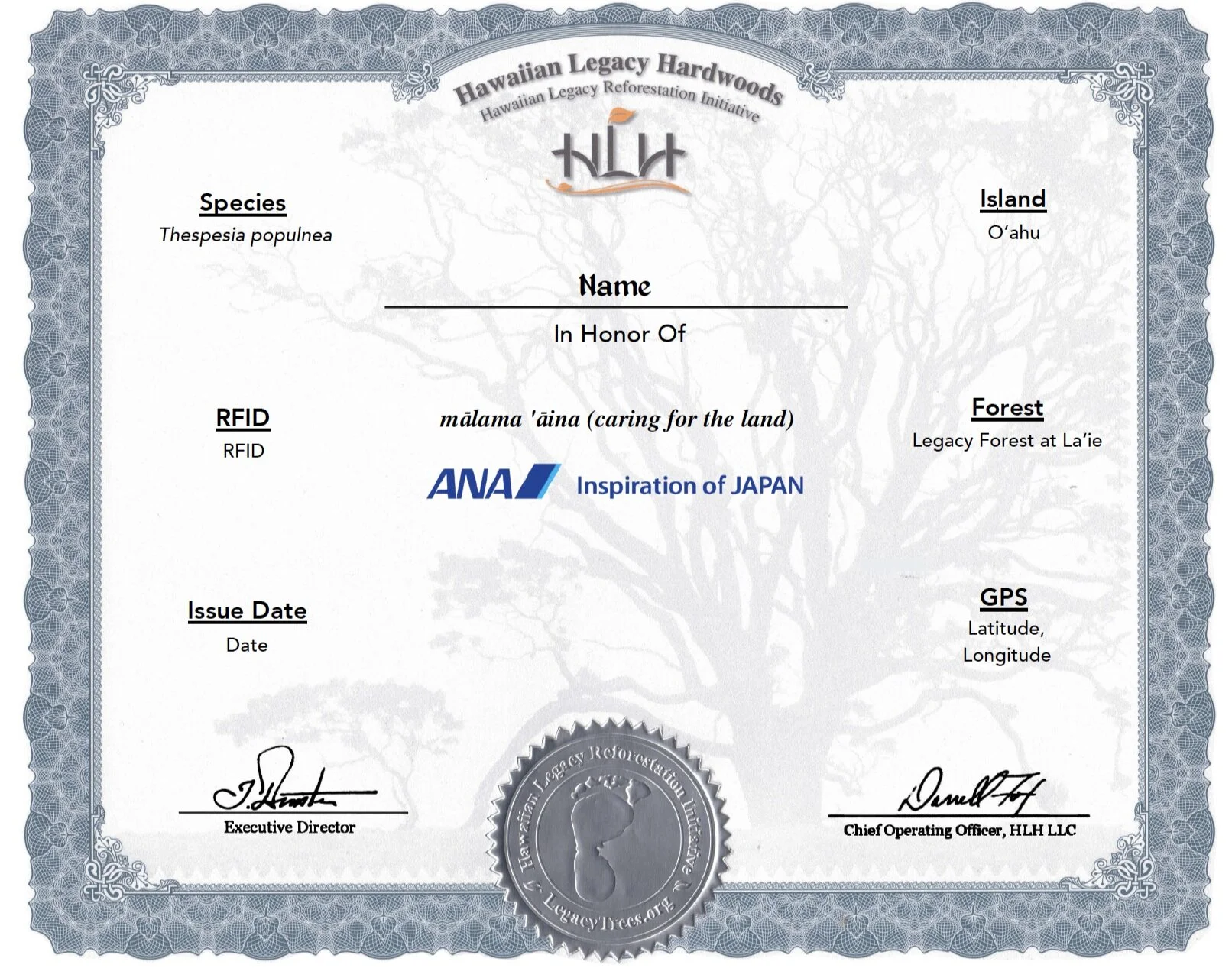 ANA — Hawaiian Legacy Reforestation Initiative